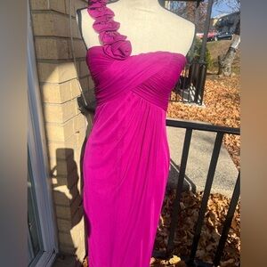 Cache One-Shoulder Magenta Dress